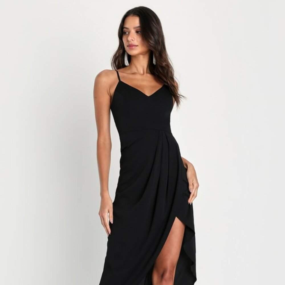 Lulus Reinette Black Midi Dress - Size S
